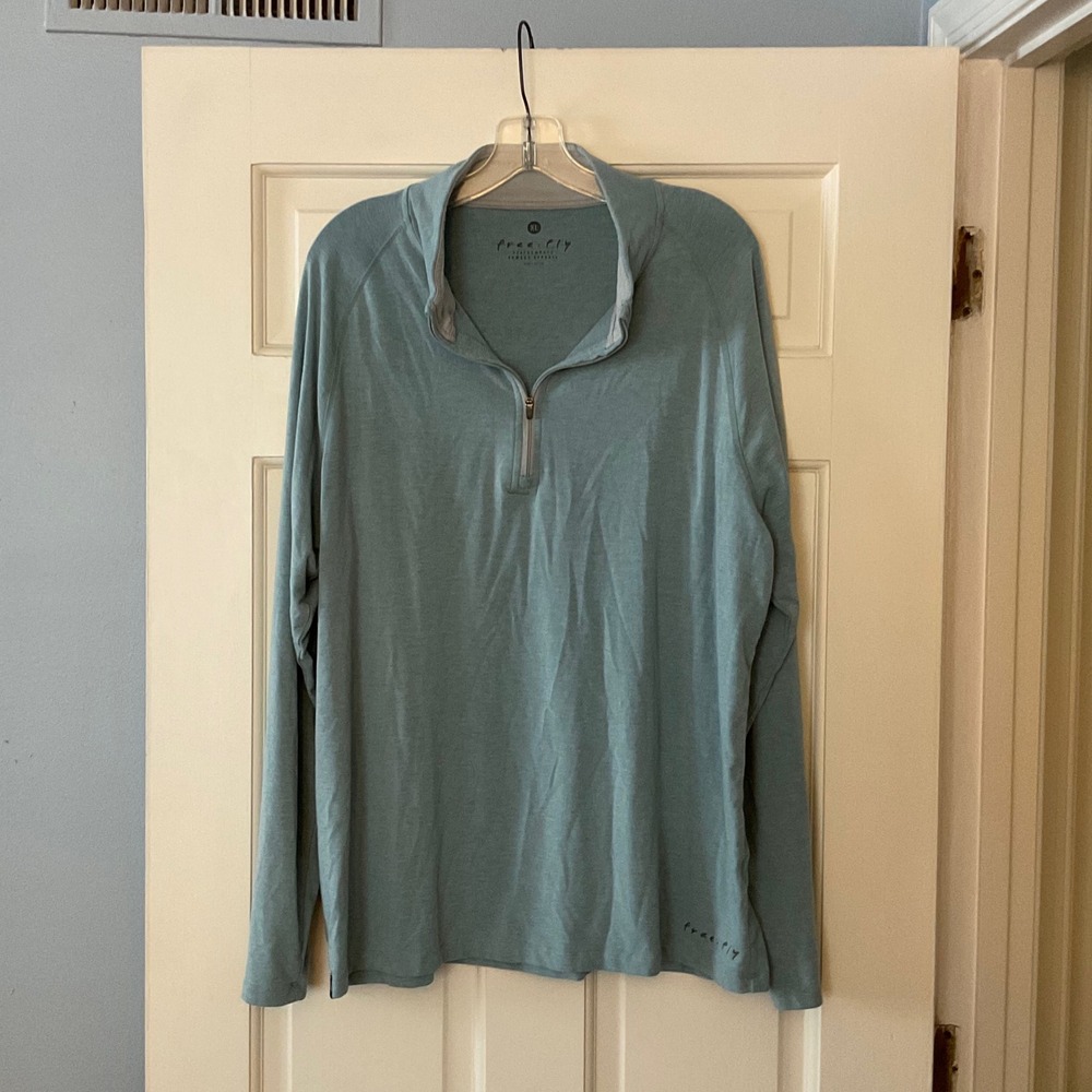 Free Fly Bamboo Performance Quarter Zip Pullover Mens XL Blue Athleisure Active